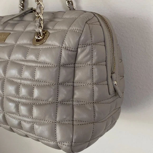 Kate Spade Boston Bag Quilted Tan Lambskin Leather Satchel - Picture 2 of 8